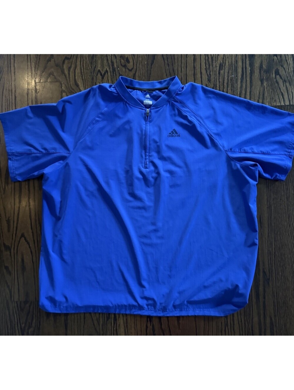 Adidas Golf Windshirt Mens 2XL Blue Short Sleeve 1/4 Zip Pullover Jacket C3